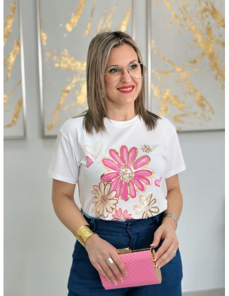 Camiseta Fucsia Flor