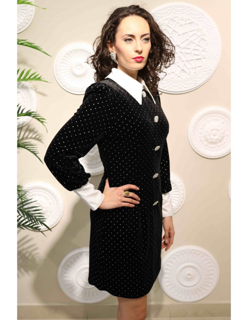Vestido negro con cuello de camisa cheap