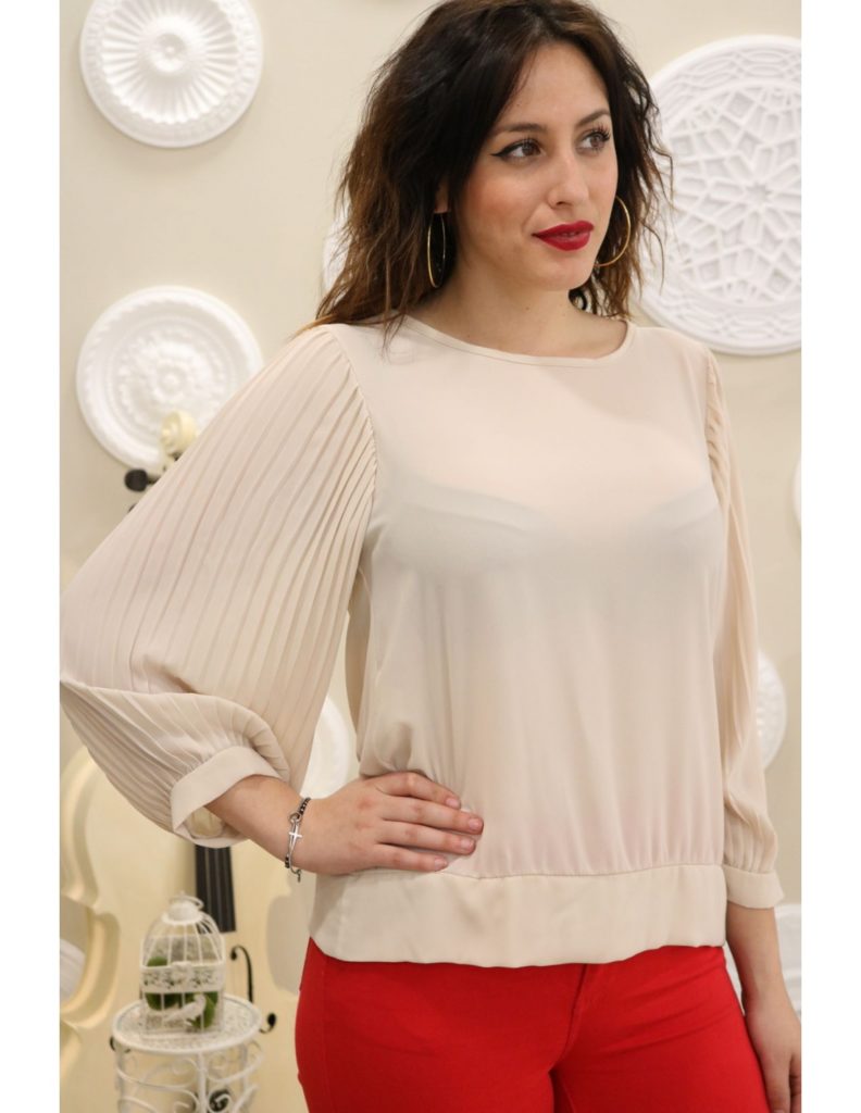 Blusa Malabo Plisada Beige